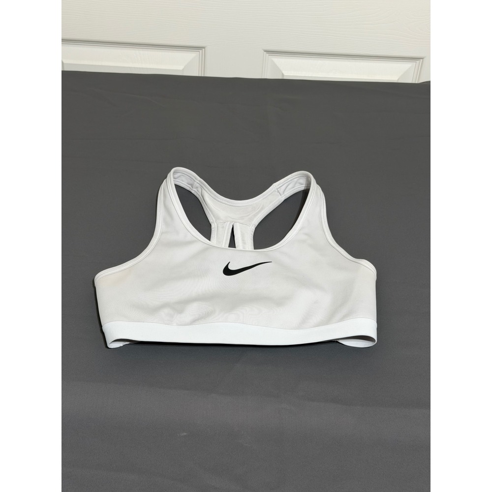 Nike Womens White Dri-FIT Racerback Mesh Sports Bra Size S A-C Cup